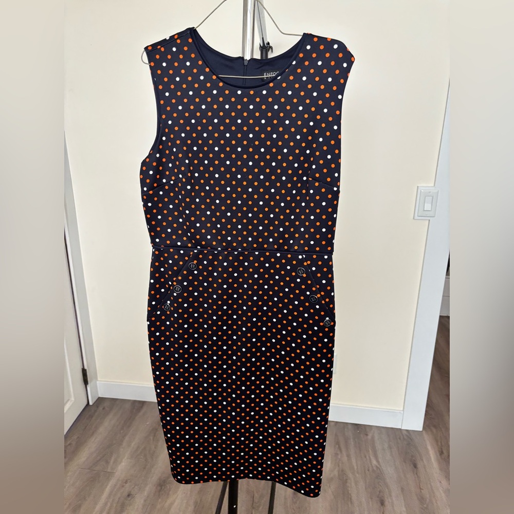 Enfocus Studio Black Dress with Orange Dots